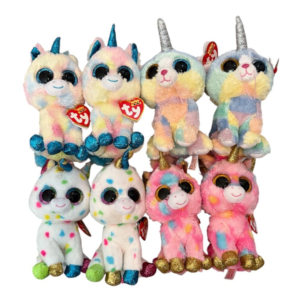 NWT - Lot of 8 - TY Beanie Boos 6" Unicorn Plush Stuffed Animal Toy w/Heart Tags